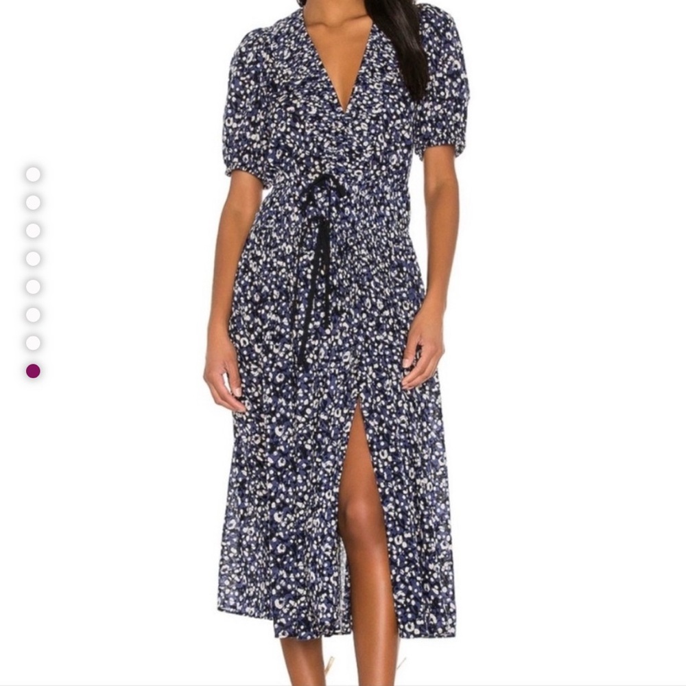 Ulla Johnson Kemala Blue Black Wrap Dress Sz 10